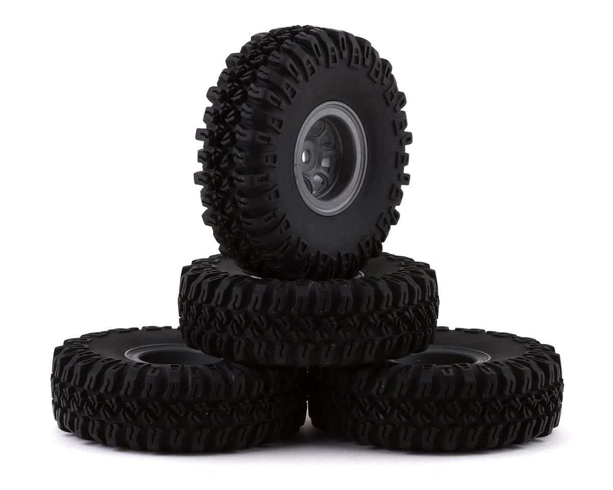 HobbyPlus CR-18 Grabber M/T 1.0" Pre-Mounted Tire Set (Grey) (4) (Beadlock) 2 HobbyPlus CR-18 Grabber M/T 1.0" Pre-Mounted Tire Set (Grey) (4) (Beadlock)