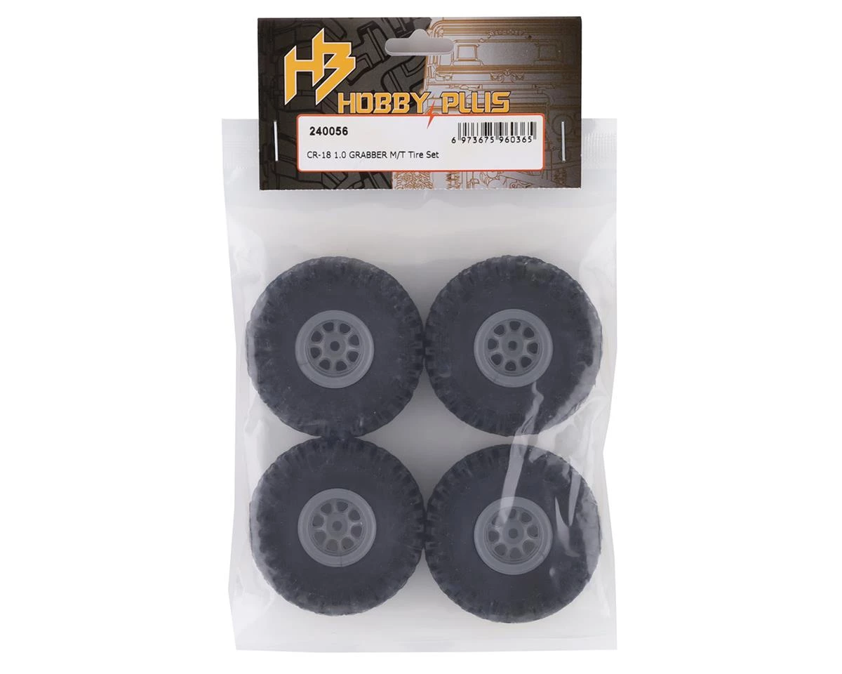 HobbyPlus CR-18 Grabber M/T 1.0" Pre-Mounted Tire Set (Grey) (4) (Beadlock) 3 HobbyPlus CR-18 Grabber M/T 1.0" Pre-Mounted Tire Set (Grey) (4) (Beadlock) - Image 2