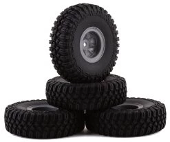 HobbyPlus CR-18 T-Finder A/T 1.0" Pre-Mounted Tire Set (Grey) (4) (Beadlock)